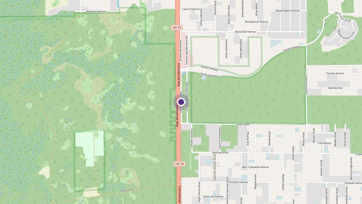 Map showing Artisan Windows & Doors on Nicasio Jay Avenue, off Commercial Way in Brooksville, Florida